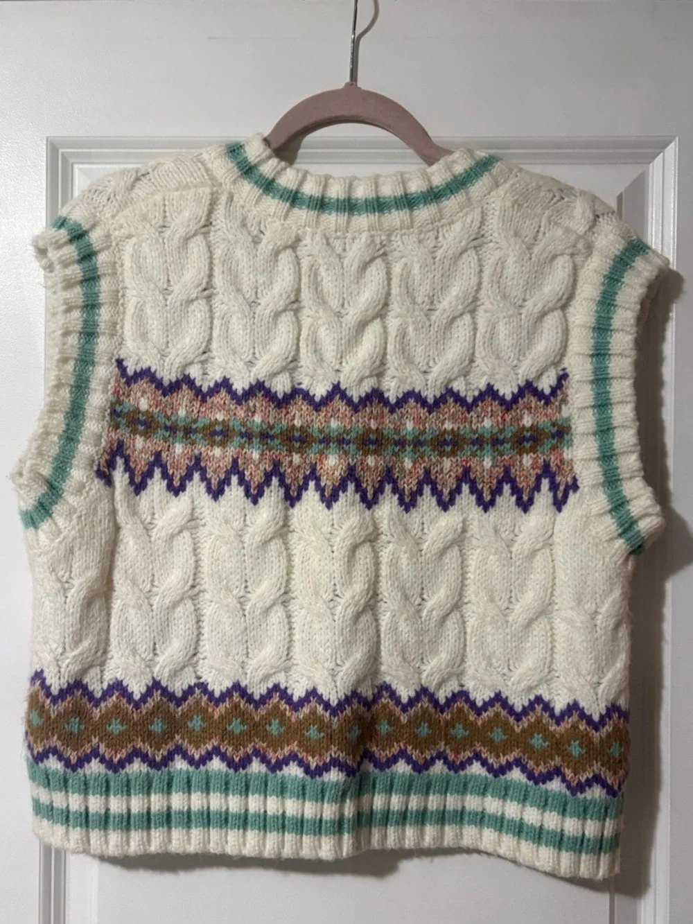 Zara V-Neck Cable Knit Vest - Picture 5 of 5